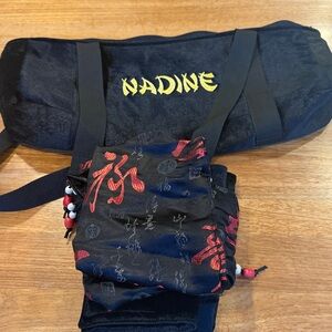 Black and Red Asian-Inspired Mahjong tile Bags and rack bag Set